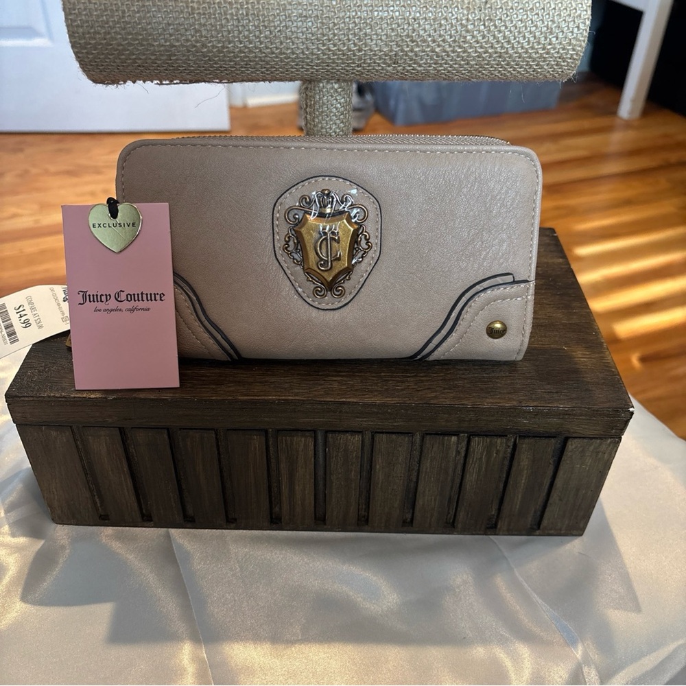 Juicy Couture Tan Wallet with Gold Emblem